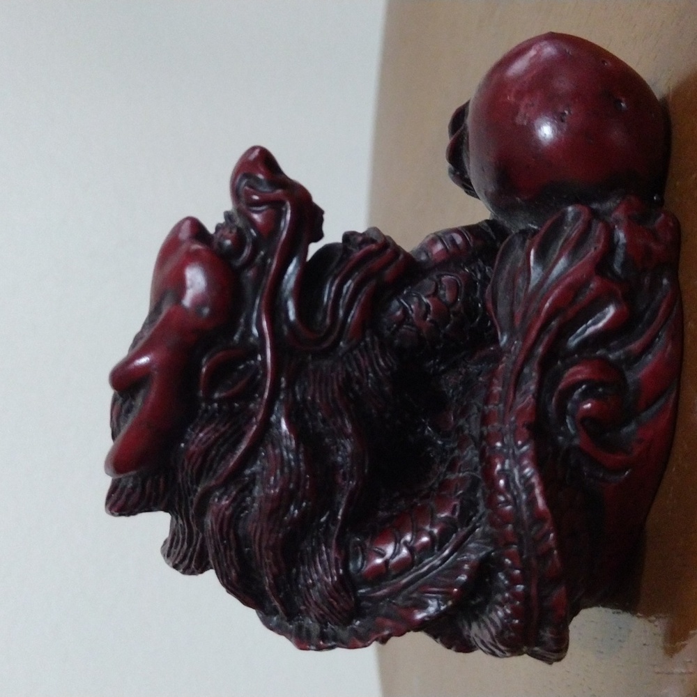 RED RESIN CHINESE DRAGON FIGURINE
